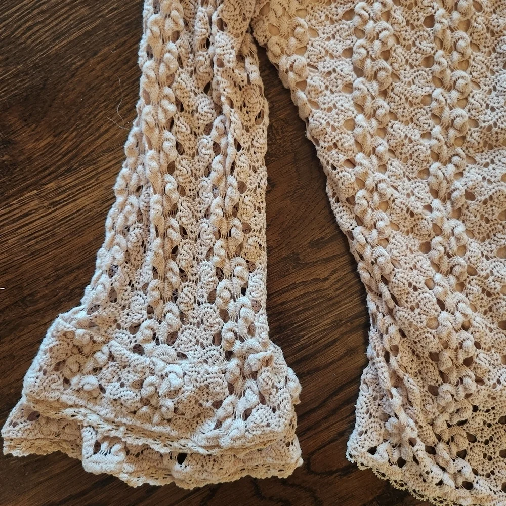 Free People Crocheted Scoop Neck Bell Sleeve Top size small